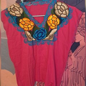 Embellished Pink and Blue Shirt